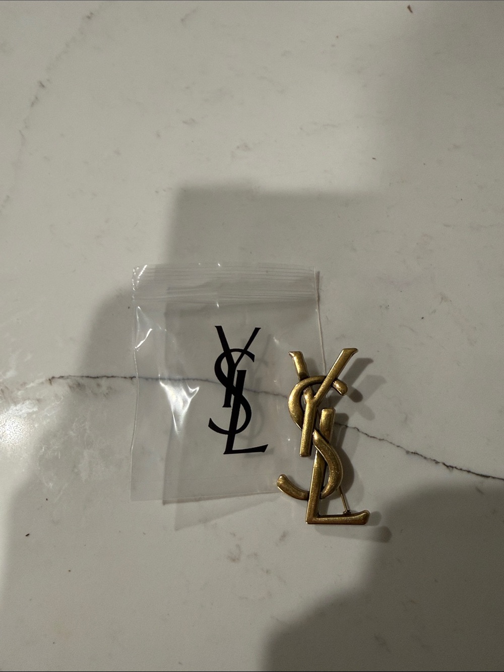Saint Laurent Gold YSL Logo brooch-